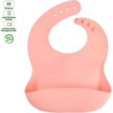 Gülümse Bebek Silikon Mama Önlüğü-Gri Renk - PEMBE