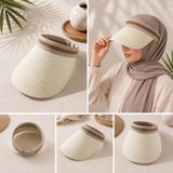 Gülümser Shop Kadın Hasır Güneş Vizörü Şapka – Ayarlanabilir Krem/bej Yazlık Plaj Şapkası - Standart - 06537-Bej