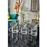 Gülümseten Avm 6 Lı Boncuklu Kulplu Cam Kupa 300 ml | Kulplu Çay Bardağı | Boncuk Cam Kupa Meşrubat Bardağı