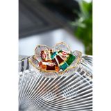Gülümseten Avm 6 lı Cam Gold Lotus Çiçeği Kahve Yanı Sunumluk | Çizgili Origami Lokumluk | Şekerlik | Drajelik