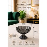 Gülümseten Avm 6'lı Füme Cam Ayaklı Lotus Çiçeği Lokumluk Sunumluk Seti – Premium Cam Kahve Yanı Şekerlik, Drajelik, Çerezlik, Tatlı ve İkram Kasesi (70 ml)