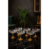 Gülümseten Avm Gold Ayaklı Cam Lotus Çiçeği Desenli Sunum Kasesi | Kahve Yanı Atıştırmalık ve Şekerlik | 6 lı Set
