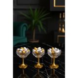 Gülümseten Avm Gold Ayaklı Cam Lotus Çiçeği Desenli Sunum Lokumluk | Kahve Yanı Atıştırmalık ve Şekerlik | 3 lü Set