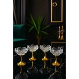 Gülümseten Avm Gold Ayaklı Cam Lotus Çiçeği Desenli Sunum Lokumluk | Kahve Yanı Atıştırmalık ve Şekerlik | 4 lü Set