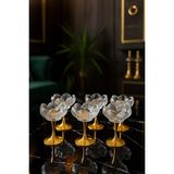 Gülümseten Avm Gold Ayaklı Cam Lotus Çiçeği Desenli Sunum Lokumluk | Kahve Yanı Atıştırmalık ve Şekerlik | 6 Lı Set - Beyaz