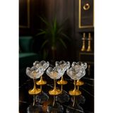 Gülümseten Avm Gold Ayaklı Cam Lotus Çiçeği Desenli Sunum Lokumluk | Kahve Yanı Atıştırmalık ve Şekerlik | 6 lı Set