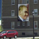 Gülümseyen Gazi Mustafa Kemal Atatürk Portre Poster Cephe Bayrağı - 3x4,5 metre
