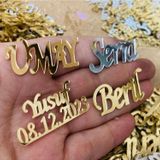 Gülüş Lazer Kesim 20 Adet Pleksi İsim 4X2 Cm Ebatlı Şeffaf Magnet Çikolata Süsleme İçin Uygun Ebat