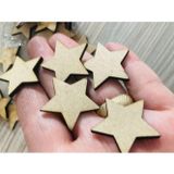 Gülüş Lazer Kesim 25 Adet Ahşap 3 Cm Boyanabilir Yıldız Hediyelik Süsleme Ürünü Ahşap Yıldız