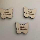 Gülüş Lazer Kesim 25 Adet Ahşap 3Cm Kelebek Obje Krem Renk