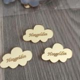 Gülüş Lazer Kesim 25 Adet Pleksi 3Cm Bulut Etiket Pleksi Bulut Yazılı 3Cm Ebat