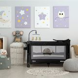 Gulz Beskar Anne Yanı Sallanır Cibinlikli Dönenceli Alt Açmalı Oyun Parkı Park Yatak Bebek Beşiği 70X120 CM - 70 x 120 cm - Siyah