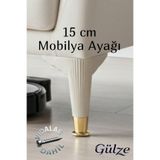 GÜLZE (15 cm) Gold Pabuçlu -Nefes Model- Mobilya Ayağı (Mobilya Ayağı, Dolap, Koltuk, Tv Ünitesi Ayağı)