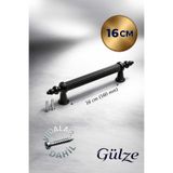 GÜLZE (16 cm) SİYAH Renk VEZİR Model Mobilya Kulpları Dolap, çekmece, komodin, mutfak, banyo mobilyaları