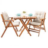 Gümbet Ahşap Bahçe Balkon Takımı: 60x80 Masa + 2 Minderli Sandalye Katlanır Set