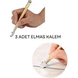 Gümrük Bey 3 Adet Elmas Kalem Cam Kesici, Metal Saplı - 160mm - Altın