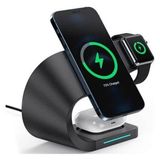 Gümrük Bey Magsafe Airdock 4 In 1 Hızlı Kablosuz Şarj Standı 15W Siyah - LFX-178