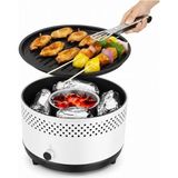 Gümrük Bey Taşınabilir Dumansız Elektrikli Kamp Barbekü Izgarası – Kompakt Tasarım - Dumansız Mangal - Beyaz