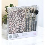 Gümrük Bey Touch Of Beauty Makyaj Fırça Seti 5'li Make - Up Brush Seti Çanta Boy & Leopar Desenli Çanta - Karışık Çok Renkli