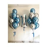 Gümüş 1 Yaş Mavi Gri Krom Balon Seti