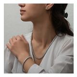 Gümüş 2.5 mm Beyaz Taşlı Su Yolu Kadın Set