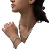 Gümüş 4 mm Beyaz Taşlı Su Yolu Kadın Set SL5336