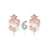 Gümüş 6 Yaş Rose Gold Konfetili Şeffaf Balon Seti