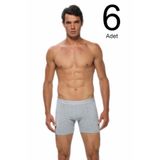 GÜMÜŞ 6'lı Paket Erkek Likralı Boxer, Gri, S Beden