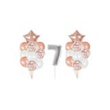 Gümüş 7 Yaş Rose Gold Konfetili Şeffaf Balon Seti