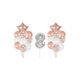 Gümüş 8 Yaş Rose Gold Konfetili Şeffaf Balon Seti