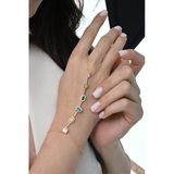 Gümüş Altın Yaldızlı Asimetrik Kesim Renkli Zirkon Taşlı Şahmeran Sgtl12867gold