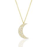 Gümüş altın yaldızlı baget kesim zirkon taşlı hilal kolye SGTL11970GOLD