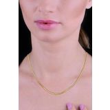Gümüş Altın Yaldızlı Örgü Modeli İtalyan Zincir Kolye