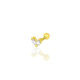 Gümüş altın yaldızlı zirkon iki taşlı Tragus helix Piercing küpe