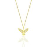 Gümüş Altın Yaldızlı Zirkon Taşlı Anka Kuşu Kolye Sgtl12680gold