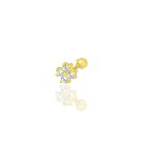 Gümüş altın yaldızlı zirkon taşlı dört yapraklı yonca Tragus helix Piercing küpe