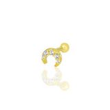 Gümüş altın yaldızlı zirkon taşlı hilal modeli Tragus helix Piercing küpe