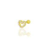 Gümüş altın yaldızlı zirkon taşlı kalp modeli Tragus helix Piercing küpe