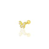 Gümüş altın yaldızlı zirkon taşlı kelebek modeli Tragus helix Piercing küpe