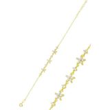 Gümüş altın yaldızlı zirkon taşlı lotus çiçeği bileklik [barcode]