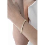 Gümüş Altın Yaldızlı Zirkon Taşlı Modern Görünümlü V Model Uzay Yolu Bileklik Sgtl12855gold