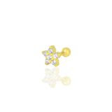 Gümüş altın yaldızlı zirkon taşlı papatya modeli Tragus helix Piercing küpe
