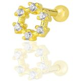 Gümüş altın yaldızlı zirkon taşlı simit modeli Tragus helix Piercing küpe