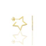 Gümüş Altın Yaldızlı Zirkon Taşlı Star Küpe
