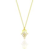 Gümüş Altın Yaldızlı Zirkon Taşlı Yıldız Yağmuru Kolye Sgtl12684gold