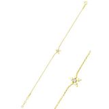Gümüş Altın Yaldızlı Zirkon Tek Taşlı Buz Kristali Kar Tanesi Bileklik Sgtl12766gold