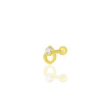 Gümüş altın yaldızlı zirkon tek taşlı kalp modeli Tragus helix Piercing küpe