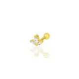 Gümüş altın yaldızlı zirkon üç taşlı Tragus helix Piercing küpe