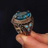 Gümüş Aquamarine Taşlı Erkek Yüzük Sl10077