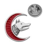 Gümüş Ay Motifli Bozkurt Rozet